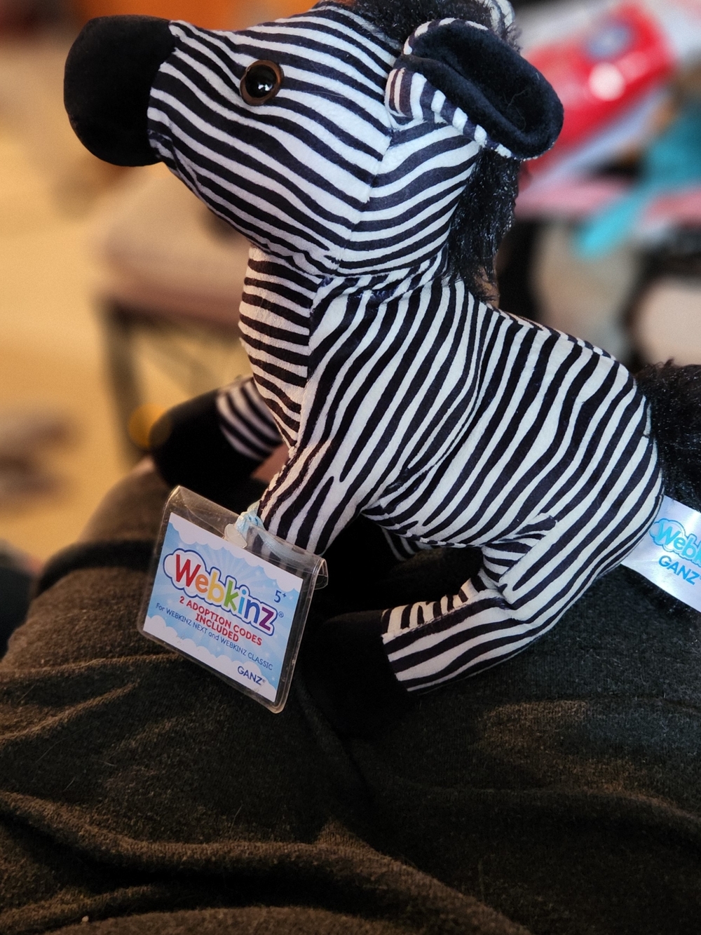 GANZ Zebra Plush Toy in Black and White